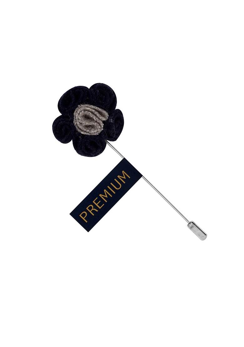 Unisex Blue Silver Toned Florwer In Flower Lapel Pin