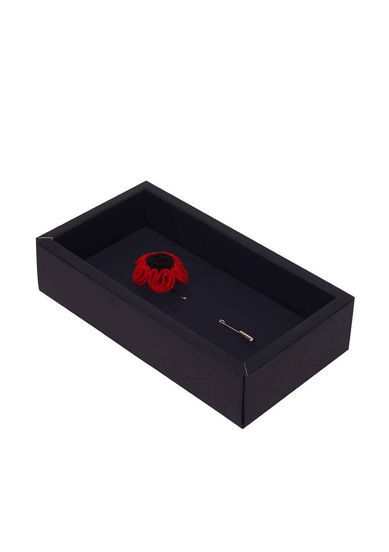 Unisex Red Black Flower Shaped Lapel Pin