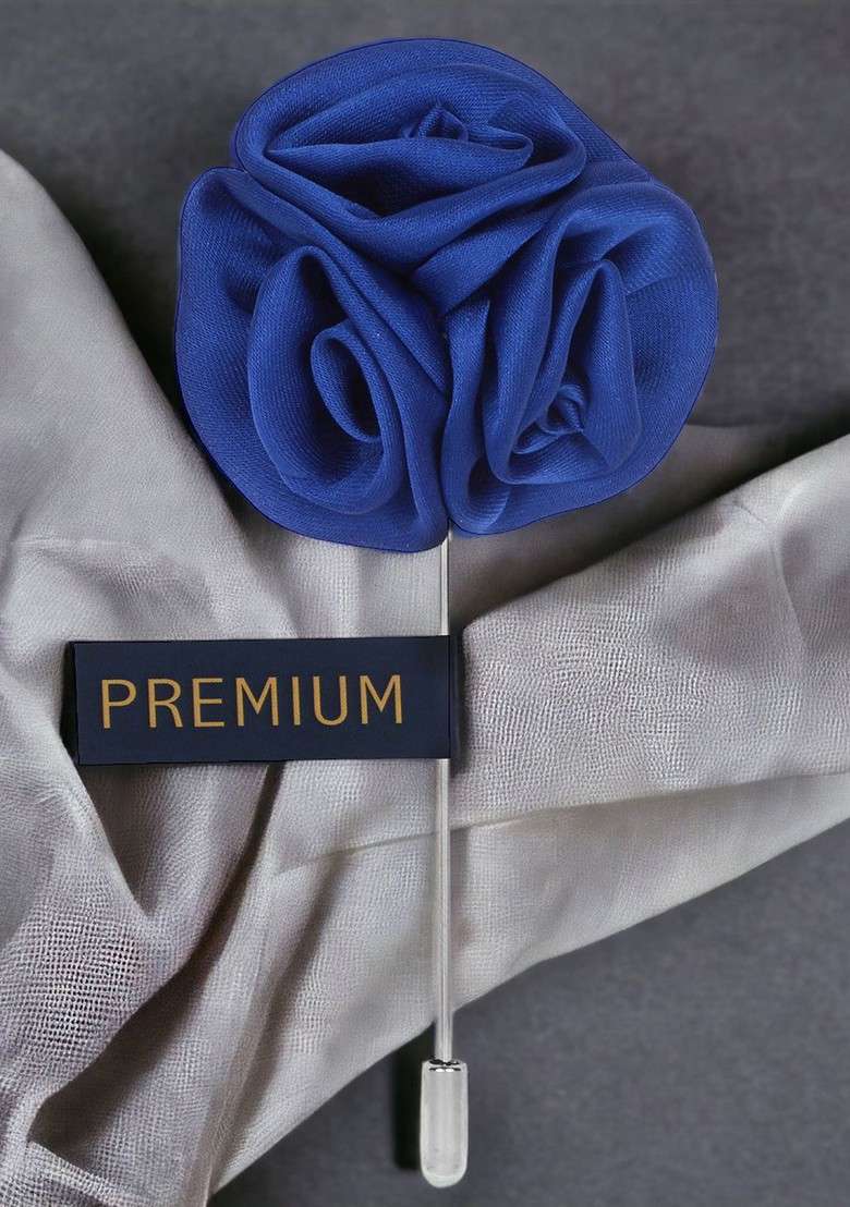 Unisex Blue Ranunculus Flower Shaped Brooch Lapel Pin - Indya