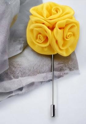 Unisex Yellow Tri Flower Brooch Lapel Pin
