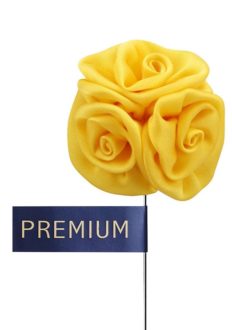 Unisex Yellow Tri Flower Brooch Lapel Pin