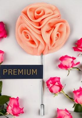 Unisex Peach Coloured Silver Toned Ranunculus Flower Lapel Pin