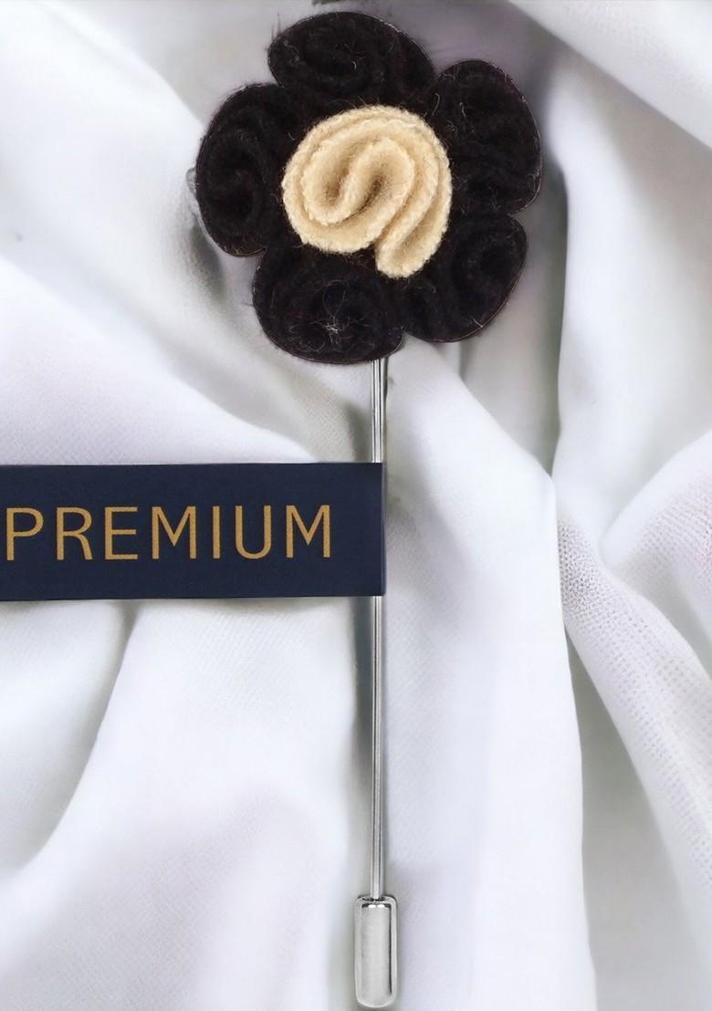 Unisex Black Florwer In Flower Lapel Pin