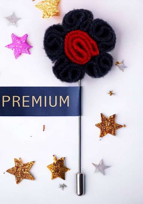 Blue Red Blossoming Style Brooch Lapel Pin