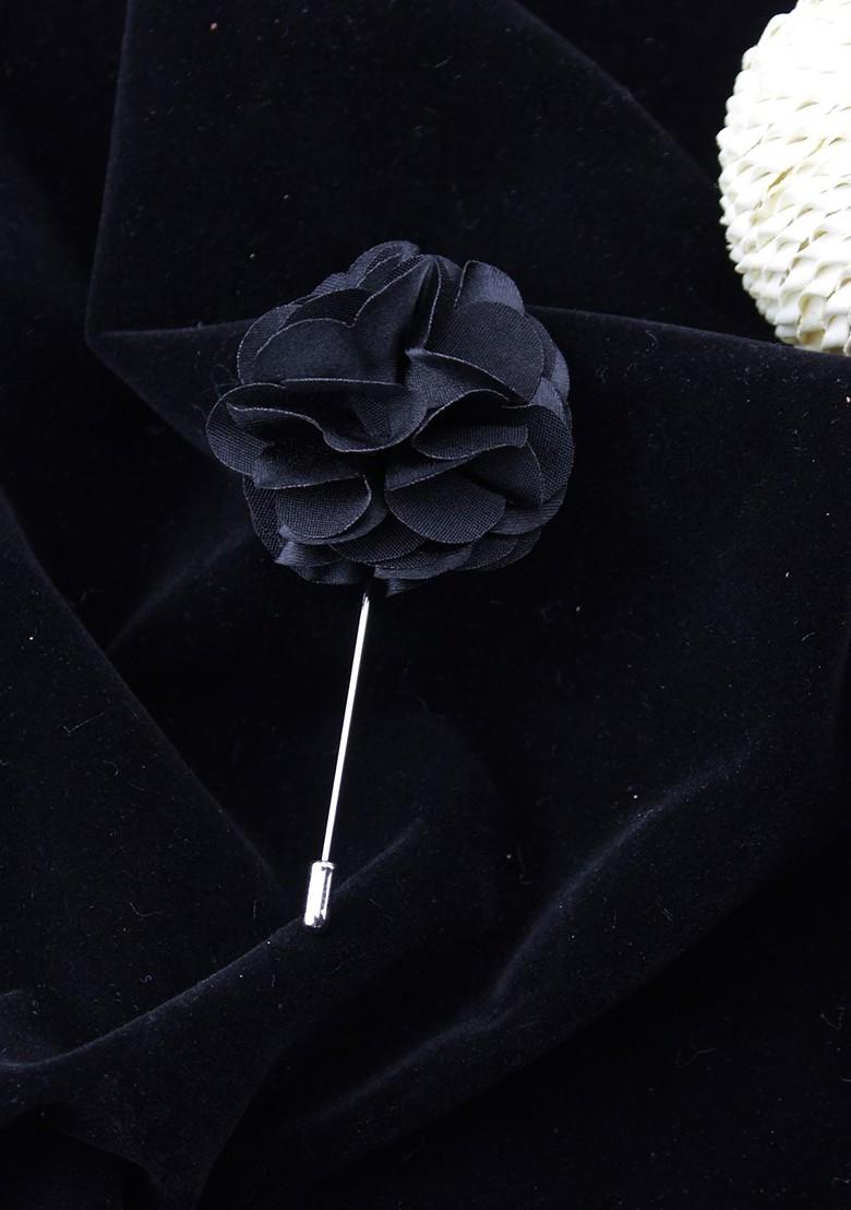 Unisex Black Floral Brooch Lapel Pin