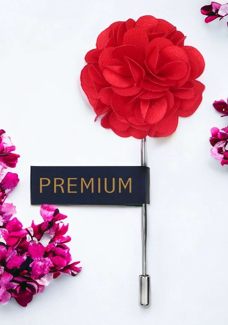 Red Floral Petals Brooch Lapel Pin - Indya