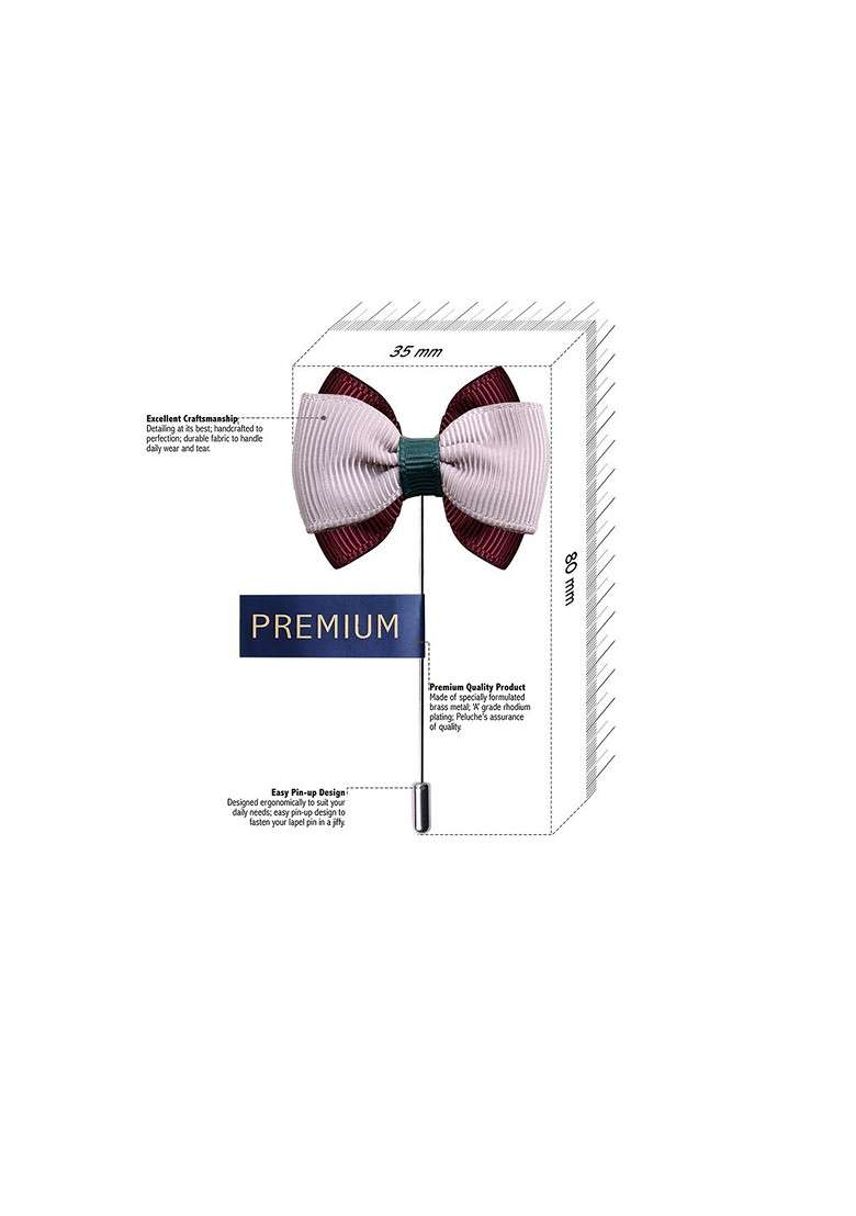 Unisex Mauve Maroon The Graceful Bow Brooch Lapel Pin - Indya