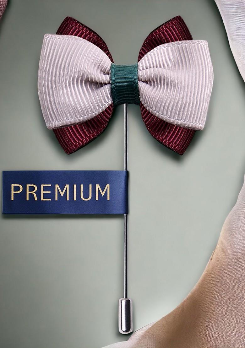 Unisex Mauve Maroon The Graceful Bow Brooch Lapel Pin