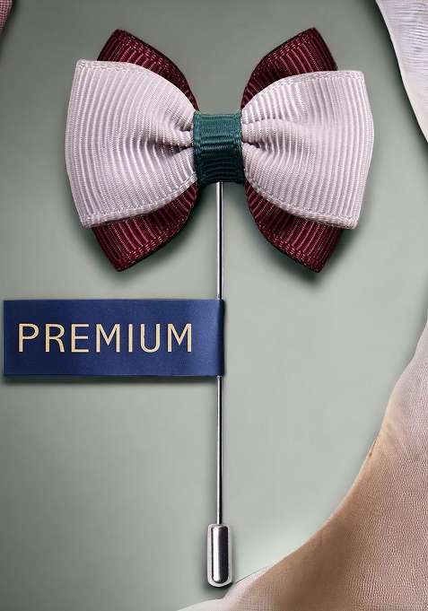 Unisex Mauve Maroon The Graceful Bow Brooch Lapel Pin