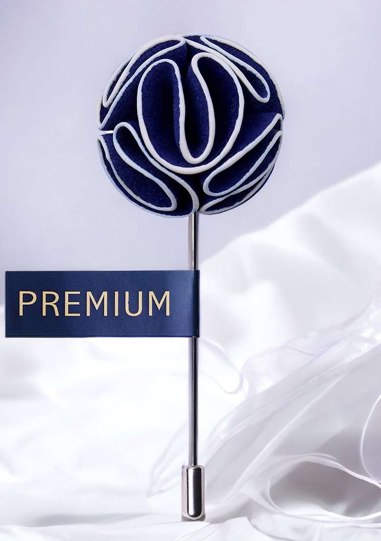Unisex Blue White Brooch Lapel Pin - Indya