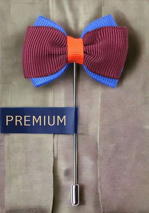 Unisex Maroon Blue The Graceful Bow Lapel Pin