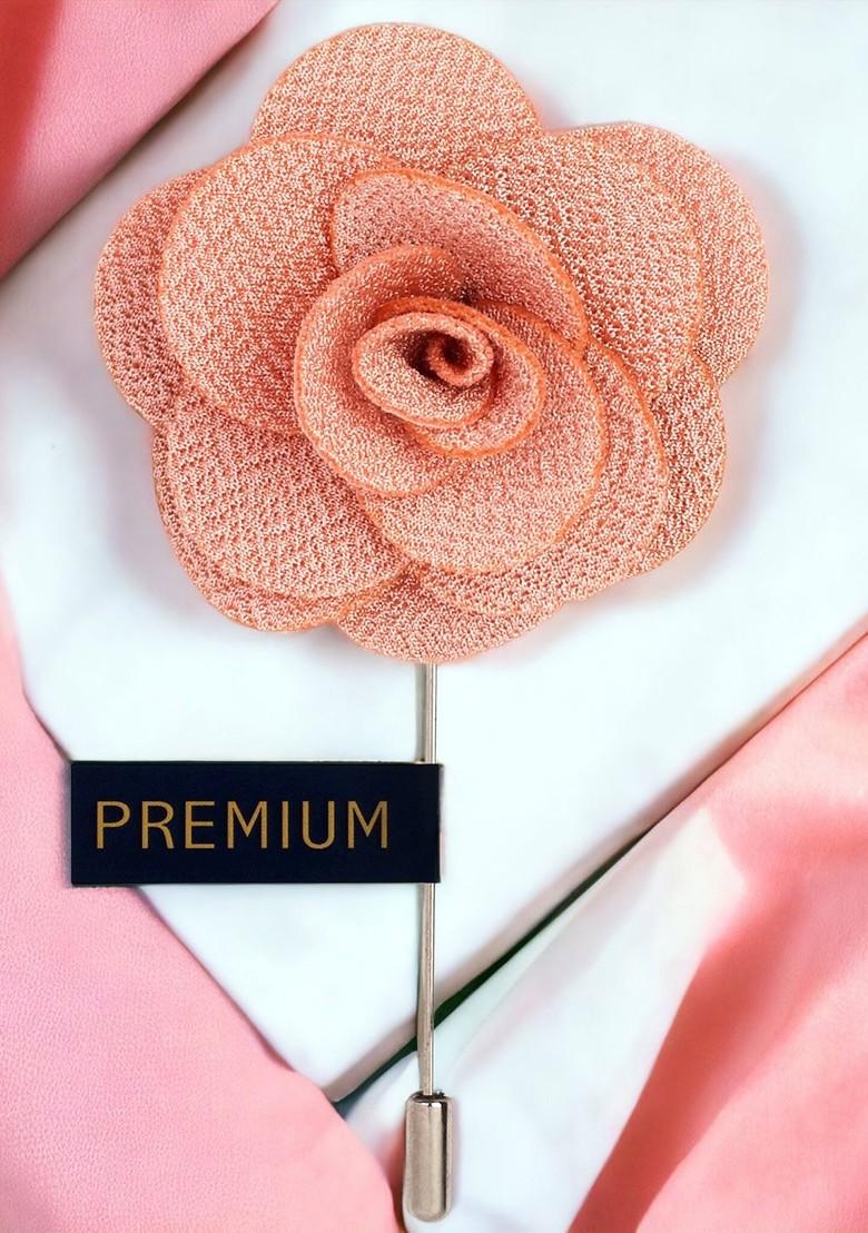 Unisex Peach Coloured Brawny Delicacy Floral Lapel Pin