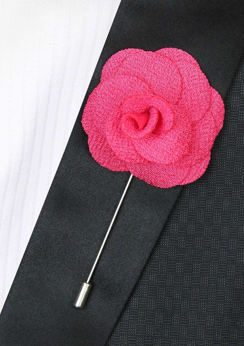 Unisex Fuchsia Pink Brawny Delicacy Floral Lapel Pin - Indya