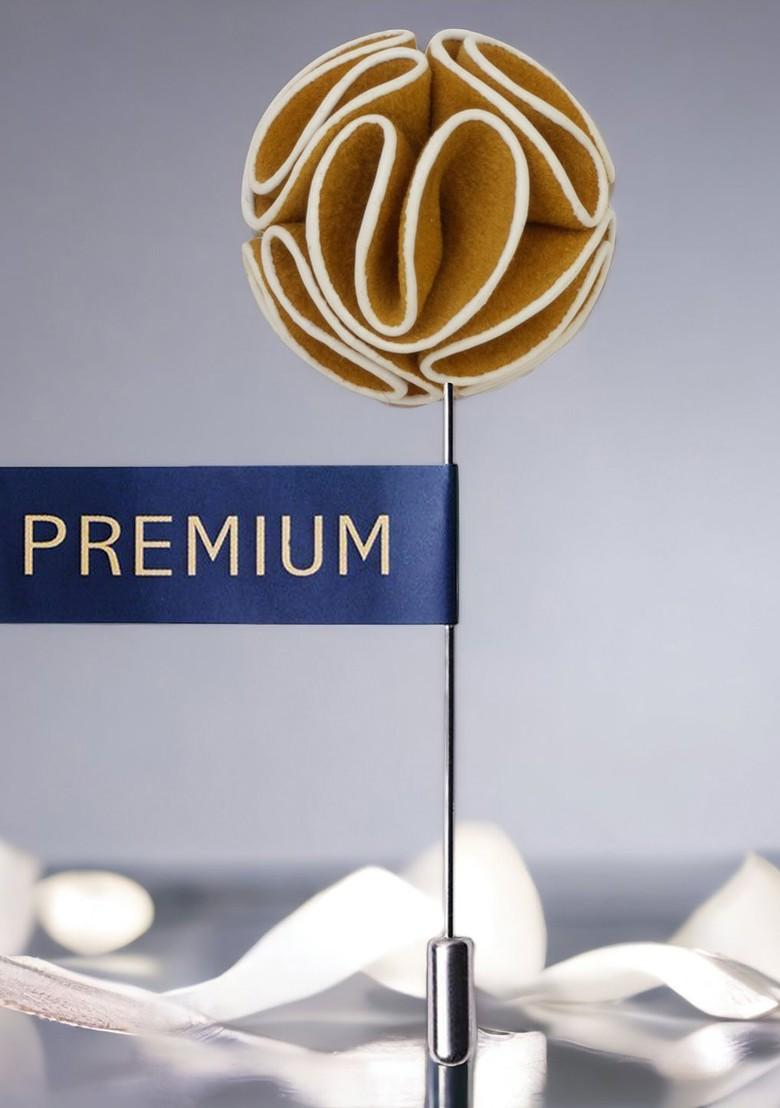 Unisex Tan Brown White Flower Love Lapel Pin