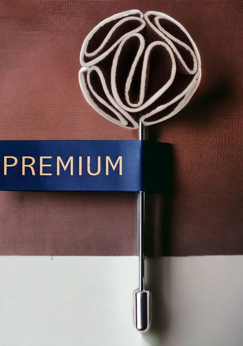 Unisex Brown White Flower Love Lapel Pin