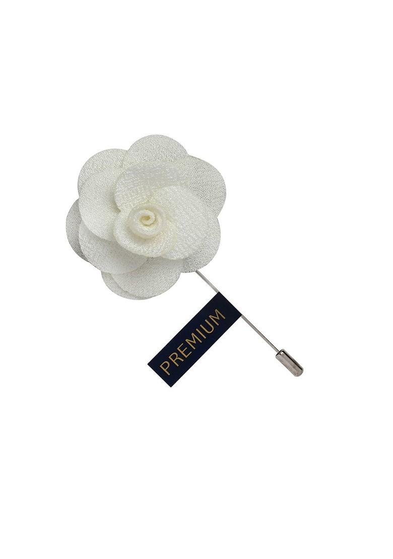 Unisex White Floral Brawny Delicacy Floral Lapel Pin