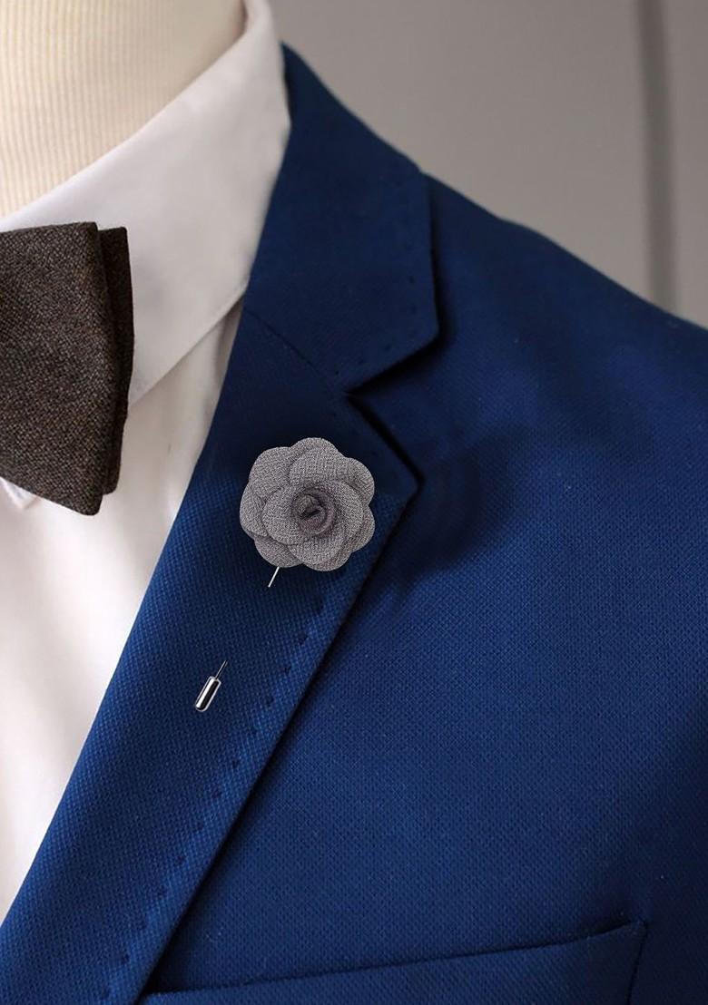 Unisex Grey Floral Brawny Delicacy Lapel Pin