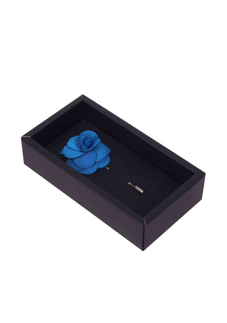 Unisex Blue Brawny Delicacy Floral Lapel Pin - Indya