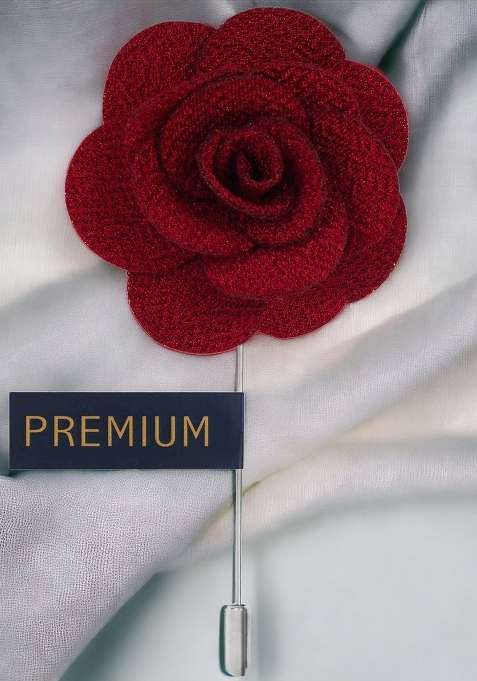 Unisex Maroon Floral Brawny Delicacy Lapel Pin
