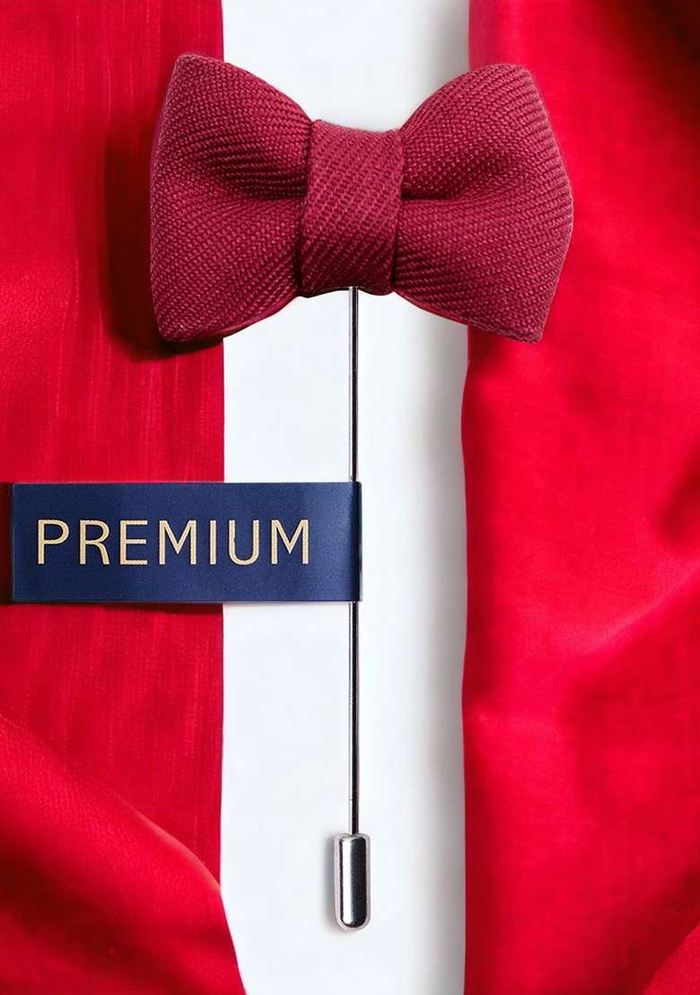 Unisex Maroon The Graceful Bow Brooch Lapel Pin - Indya