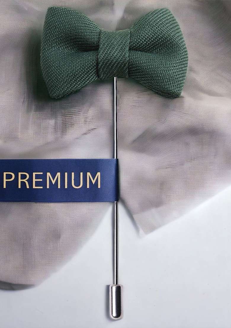 Unisex Green The Graceful Bow Brooch Lapel Pin - Indya