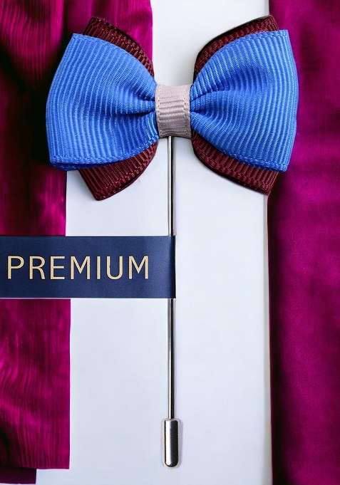 Unisex Blue Purple The Graceful Bow Brooch Lapel Pin