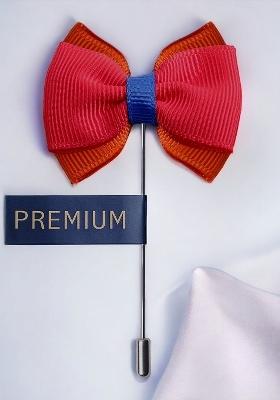 Unisex Red Brown The Graceful Bow Brooch Lapel Pin
