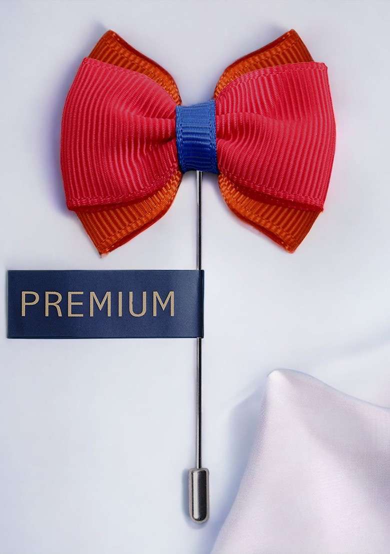 Unisex Red Brown The Graceful Bow Brooch Lapel Pin - Indya