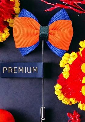 Men Orange Blue The Graceful Bow Brooch Lapel Pin