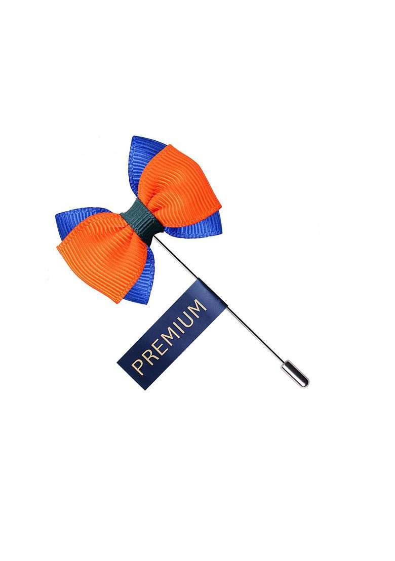Men Orange Blue The Graceful Bow Brooch Lapel Pin - Indya