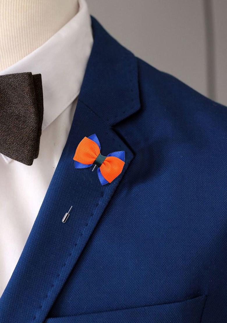 Men Orange Blue The Graceful Bow Brooch Lapel Pin