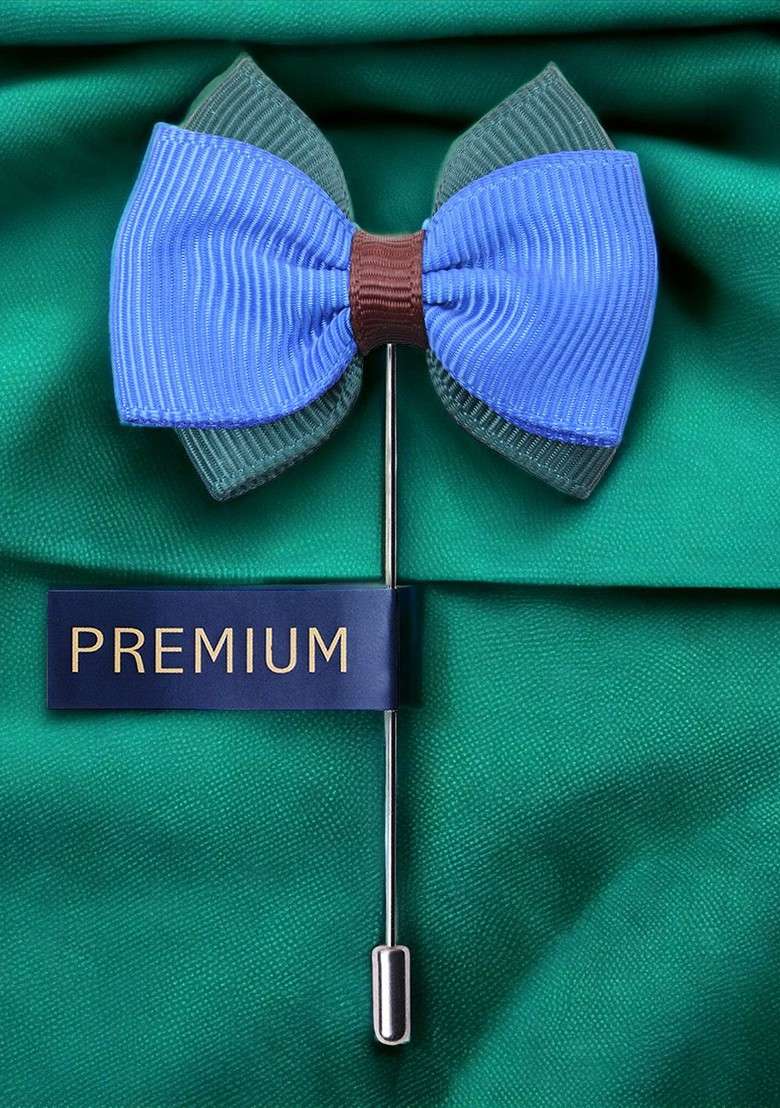 Unisex Blue The Graceful Bow Brooch Lapel Pin - Indya