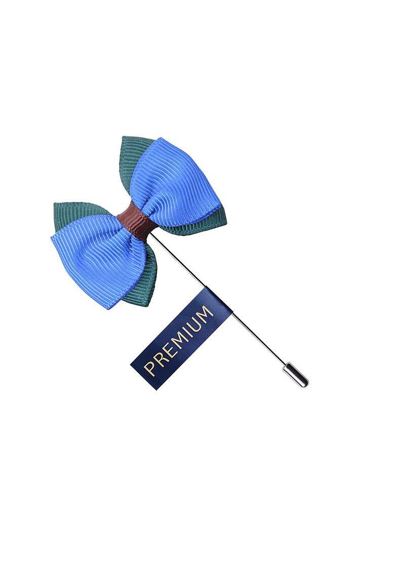 Unisex Blue The Graceful Bow Brooch Lapel Pin - Indya