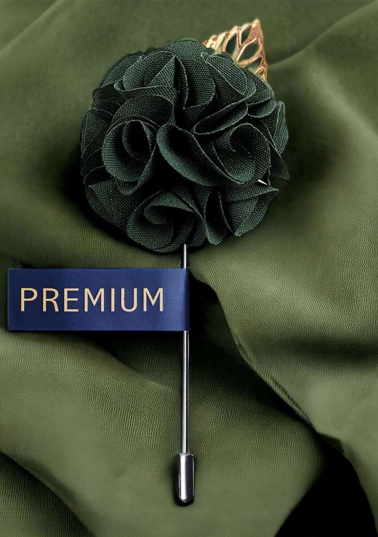 Men Green Floral A Sombre Retreat Brooch Lapel Pin - Indya