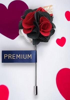 Unisex Red Black Floral Brooch Lapel Pin