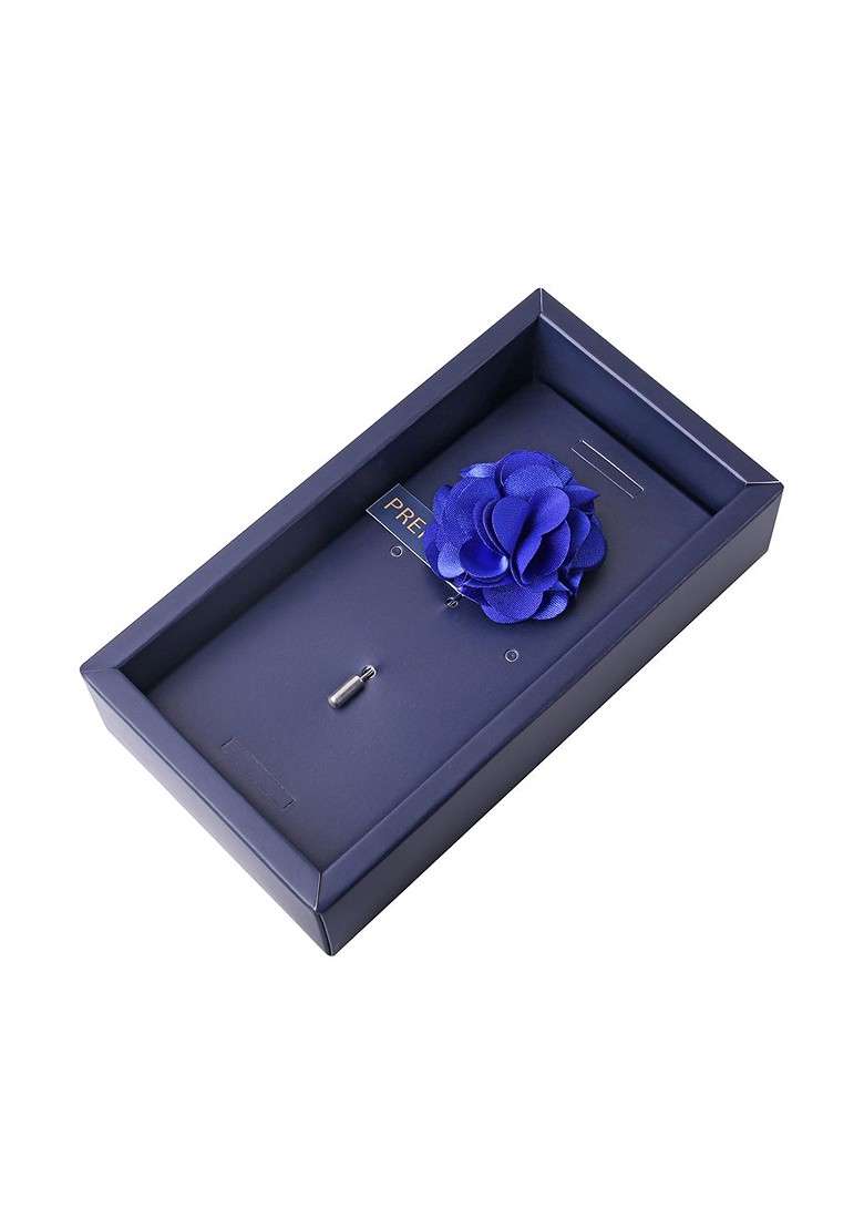 Unisex Blue Floral Ornamental Treat Brooch Lapel Pin - Indya
