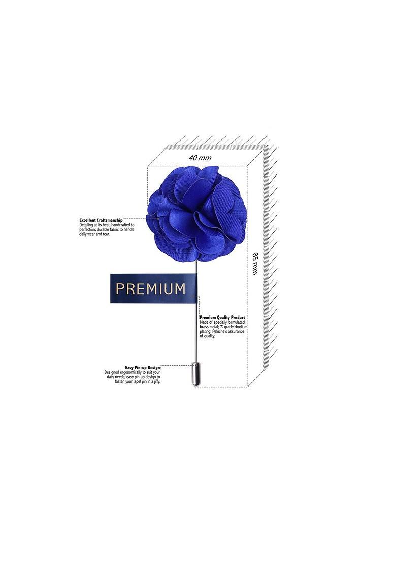 Unisex Blue Floral Ornamental Treat Brooch Lapel Pin