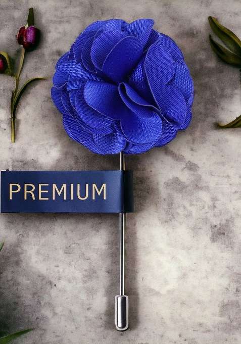 Unisex Blue Floral Ornamental Treat Brooch Lapel Pin