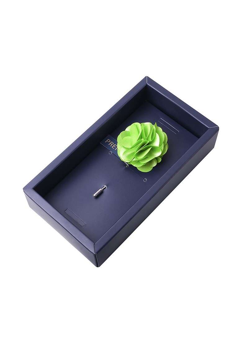 Unisex Green Floral Ornamental Treat Brooch Lapel Pin - Indya