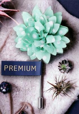 Men Green White Floral Adorned With Spots Brooch Lapel Pin