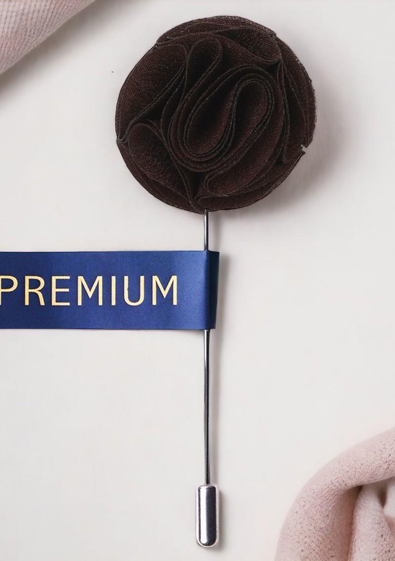 Unisex Brown Floral Brooch Lapel Pin