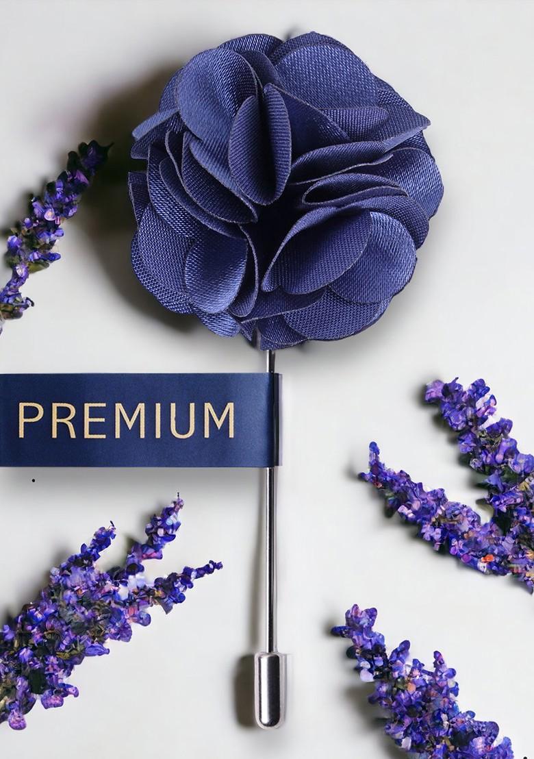 Unisex Blue Floral Ornamental Treat Lapel Pin