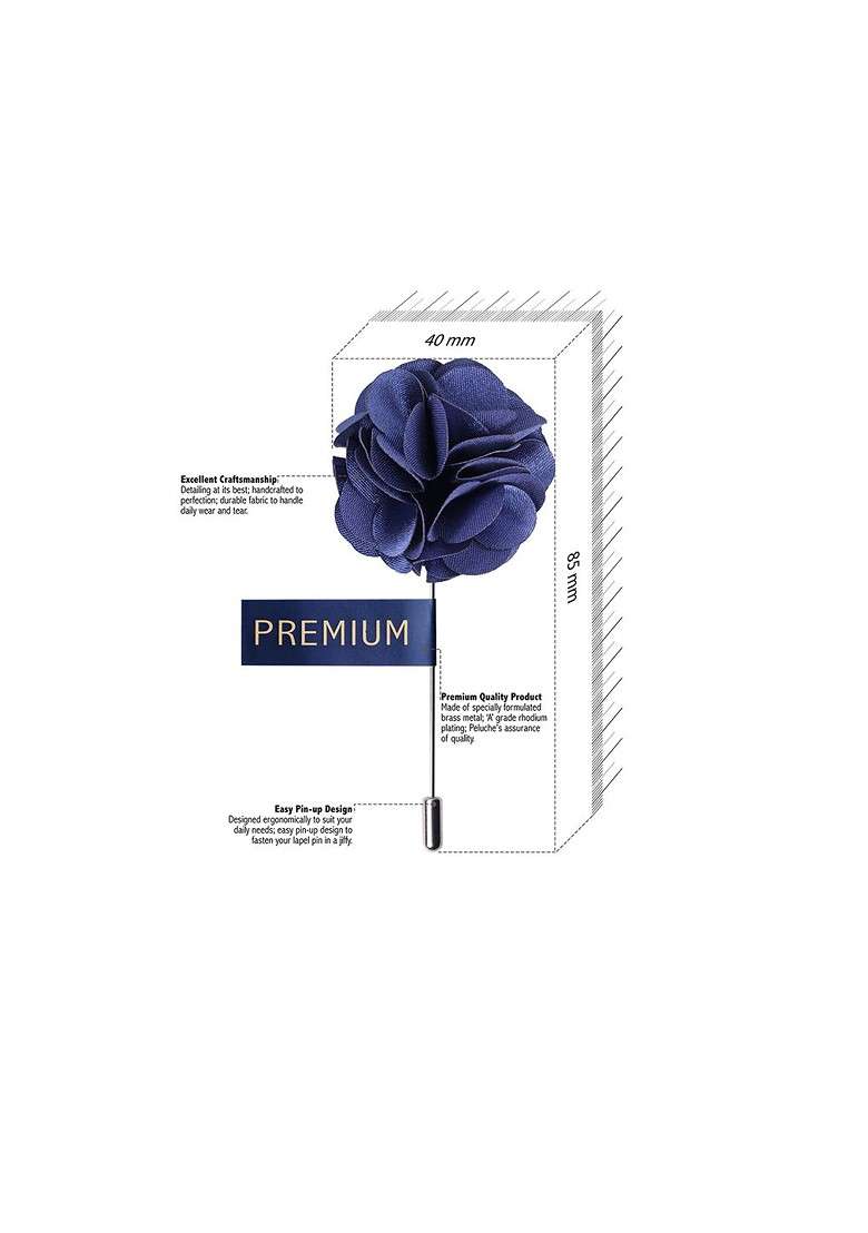 Unisex Blue Floral Ornamental Treat Lapel Pin - Indya