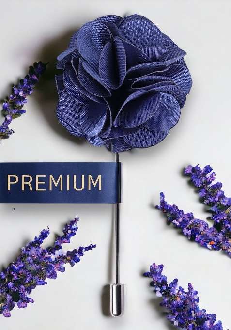 Unisex Blue Floral Ornamental Treat Lapel Pin