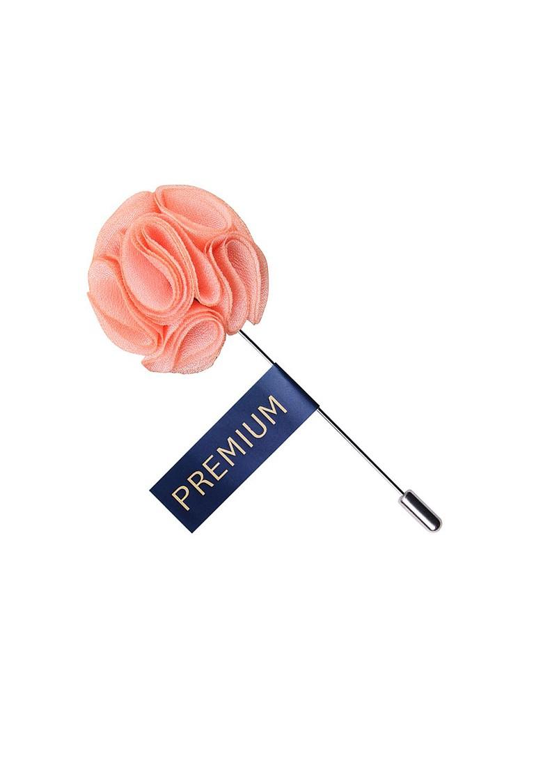 Men Peach Coloured Silver Toned Flower Shaped Garnished With Love Lapel Pin