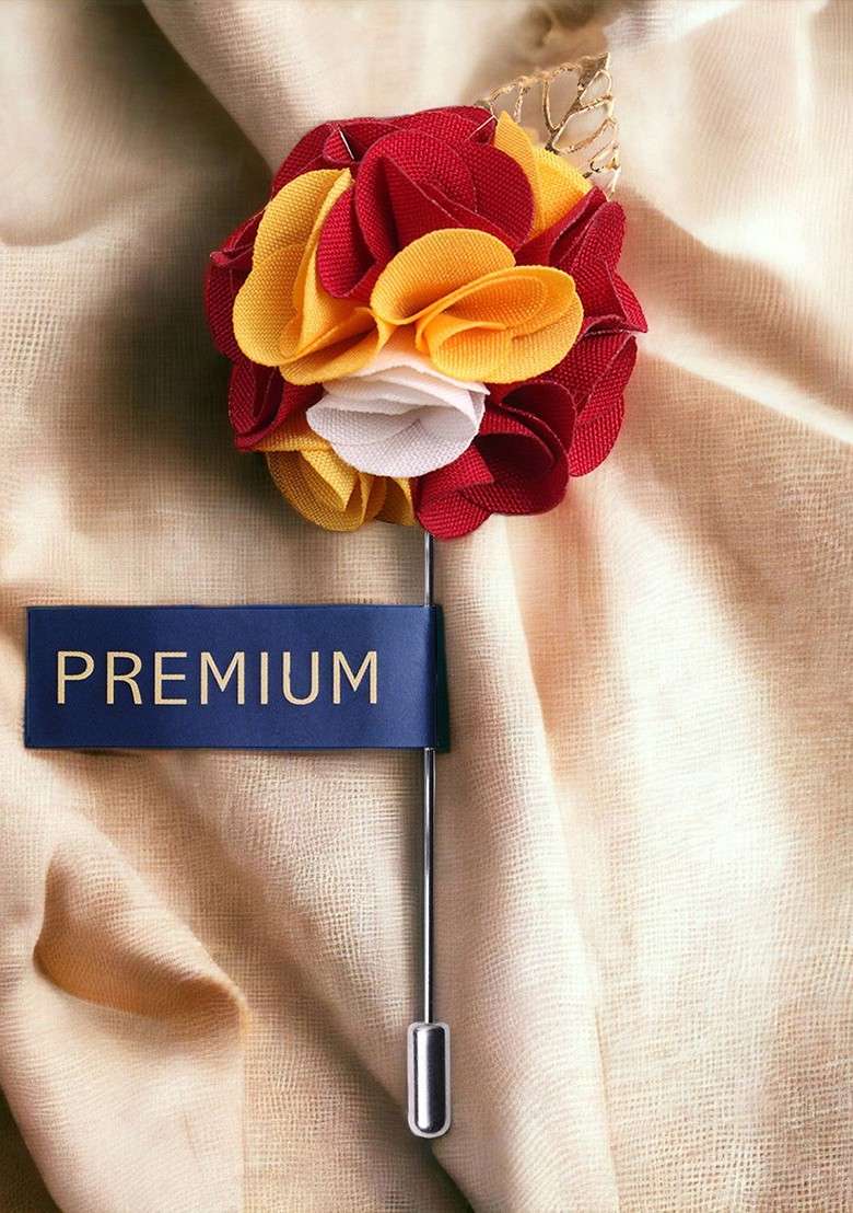 Unisex Red Yellow Exotic Delight Brooch Lapel Pin - Indya
