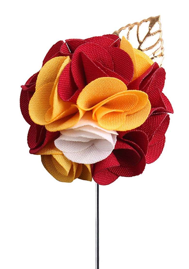 Unisex Red Yellow Exotic Delight Brooch Lapel Pin - Indya