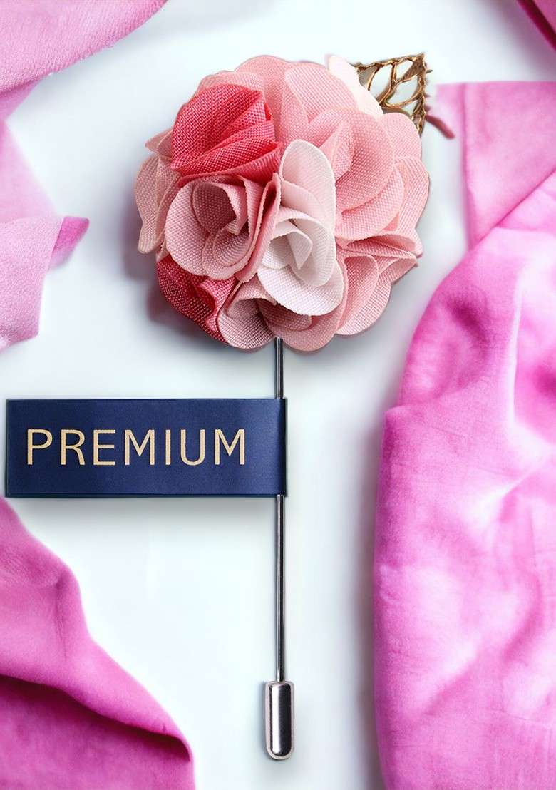 Unisex White Pink Exotic Delight Brooch Lapel Pin - Indya
