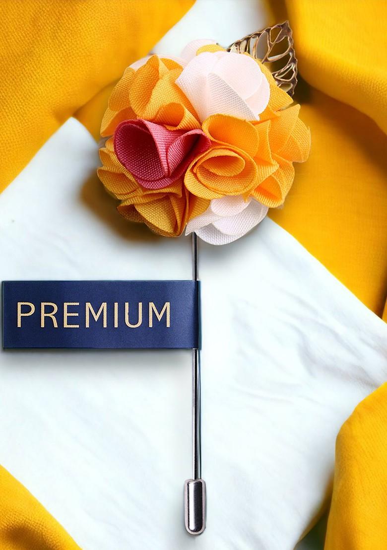 Unisex Yellow White Exotic Delight Brooch Lapel Pin