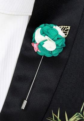 Unisex Green White Exotic Delight Brooch Lapel Pin